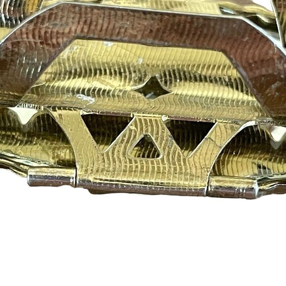 Vintage Victorian Porcelain Lipstick Holder Mirror Gold-Tone Metal - Picture 6 of 7